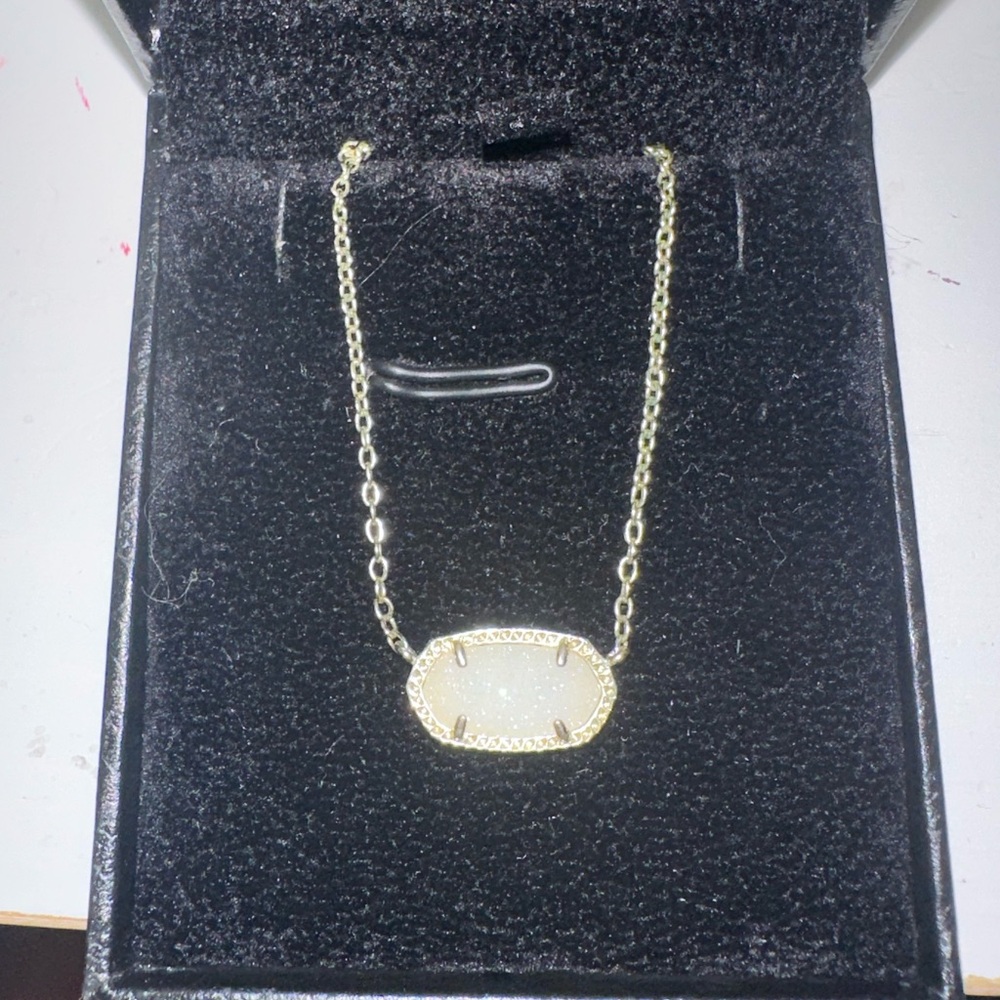Kendra Scott gold iridescent drusy necklace